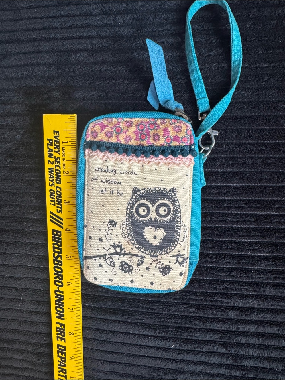 Vintage Beetles Natural life wallet speaking  words of wisdom Owl Wristlet